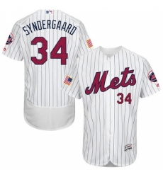 Men's Majestic New York Mets #34 Noah Syndergaard White Fashion Stars & Stripes Flex Base MLB Jersey