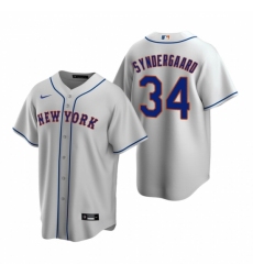 Men's Nike New York Mets #34 Noah Syndergaard Gray Road Stitched Baseball Jersey