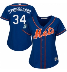 Women's Majestic New York Mets #34 Noah Syndergaard Authentic Royal Blue 2017 Spring Training Cool Base MLB Jersey