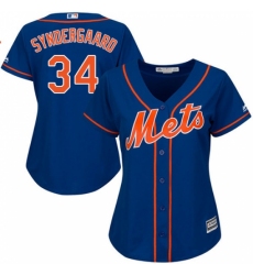 Women's Majestic New York Mets #34 Noah Syndergaard Replica Royal Blue Alternate Home Cool Base MLB Jersey