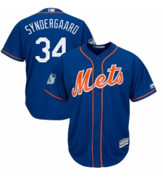 Youth Majestic New York Mets #34 Noah Syndergaard Authentic Royal Blue 2017 Spring Training Cool Base MLB Jersey