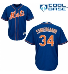 Youth Majestic New York Mets #34 Noah Syndergaard Authentic Royal Blue Alternate Home Cool Base MLB Jersey