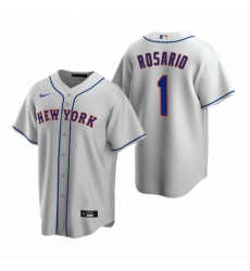 Men's Nike New York Mets #1 Amed Rosario Gray Road Stitched Baseball Jersey