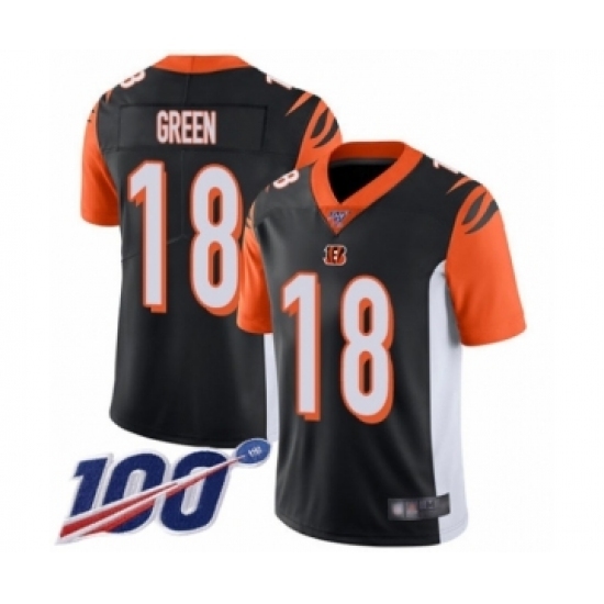 Men's Cincinnati Bengals #18 A.J. Green Black Team Color Vapor Untouchable Limited Player 100th Season Football Jersey Men's Cincinnati Bengals #18 A.J. Green Black Team Color Vapor Untouchable Limited Player 100th Season Football Jersey