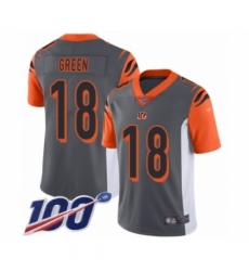 Men's Cincinnati Bengals #18 A.J. Green Limited Silver Inverted Legend 100th Season Football Jersey