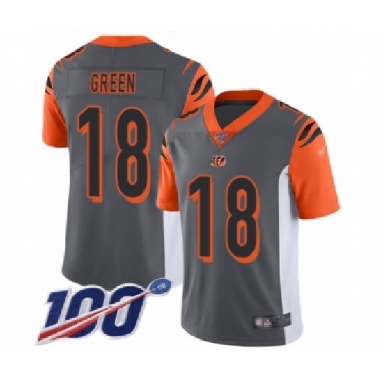 Men's Cincinnati Bengals #18 A.J. Green Limited Silver Inverted Legend 100th Season Football Jersey Men's Cincinnati Bengals #18 A.J. Green Limited Silver Inverted Legend 100th Season Football Jersey