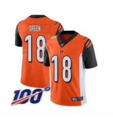 Men's Cincinnati Bengals #18 A.J. Green Orange Alternate Vapor Untouchable Limited Player 100th Season Football Jersey Men's Cincinnati Bengals #18 A.J. Green Orange Alternate Vapor Untouchable Limited Player 100th Season Football Jersey