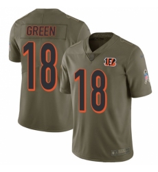 Men's Nike Cincinnati Bengals #18 A.J. Green Limited Olive 2017 Salute to Service NFL Jersey