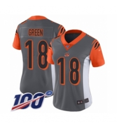 Women's Cincinnati Bengals #18 A.J. Green Limited Silver Inverted Legend 100th Season Football Jersey