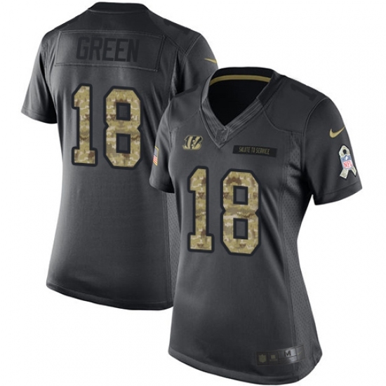 Women's Nike Cincinnati Bengals #18 A.J. Green Limited Black 2016 Salute to Service NFL Jersey Women's Nike Cincinnati Bengals #18 A.J. Green Limited Black 2016 Salute to Service NFL Jersey