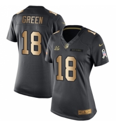 Women's Nike Cincinnati Bengals #18 A.J. Green Limited Black/Gold Salute to Service NFL Jersey