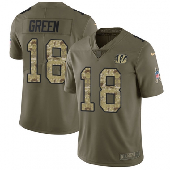 Youth Nike Cincinnati Bengals #18 A.J. Green Limited Olive/Camo 2017 Salute to Service NFL Jersey Youth Nike Cincinnati Bengals #18 A.J. Green Limited Olive/Camo 2017 Salute to Service NFL Jersey