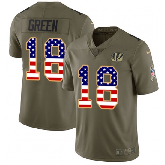 Youth Nike Cincinnati Bengals #18 A.J. Green Limited Olive/USA Flag 2017 Salute to Service NFL Jersey Youth Nike Cincinnati Bengals #18 A.J. Green Limited Olive/USA Flag 2017 Salute to Service NFL Jersey