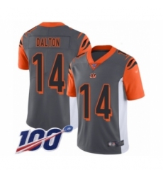 Men's Cincinnati Bengals #14 Andy Dalton Limited Silver Inverted Legend 100th Season Football Jersey