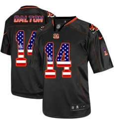 Men's Nike Cincinnati Bengals #14 Andy Dalton Elite Black USA Flag Fashion NFL Jersey