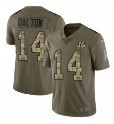Youth Nike Cincinnati Bengals #14 Andy Dalton Limited Olive/Camo 2017 Salute to Service NFL Jersey