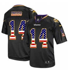 Men's Nike Minnesota Vikings #14 Stefon Diggs Elite Black USA Flag Fashion NFL Jersey
