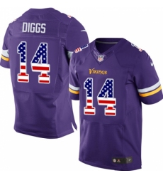 Men's Nike Minnesota Vikings #14 Stefon Diggs Elite Purple Home USA Flag Fashion NFL Jersey