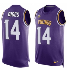 Men's Nike Minnesota Vikings #14 Stefon Diggs Limited Purple Player Name & Number Tank Top NFL Jersey