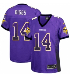 Women's Nike Minnesota Vikings #14 Stefon Diggs Elite Purple Drift Fashion NFL Jersey