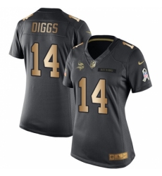 Women's Nike Minnesota Vikings #14 Stefon Diggs Limited Black/Gold Salute to Service NFL Jersey