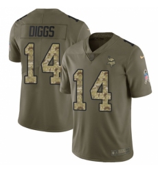 Youth Nike Minnesota Vikings #14 Stefon Diggs Limited Olive/Camo 2017 Salute to Service NFL Jersey