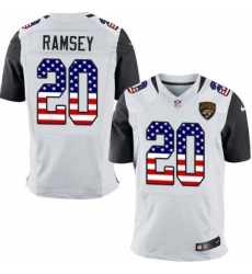 Men's Nike Jacksonville Jaguars #20 Jalen Ramsey Elite White Road USA Flag Fashion NFL Jersey