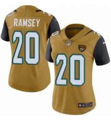 Women's Nike Jacksonville Jaguars #20 Jalen Ramsey Limited Gold Rush Vapor Untouchable NFL Jersey
