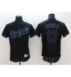 Men's Kansas City Royals #13 Salvador Perez Black Jersey