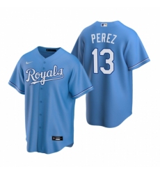 Men's Nike Kansas City Royals #13 Salvador Perez Light Blue Alternate Stitched Baseball Jersey