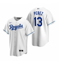 Men's Nike Kansas City Royals #13 Salvador Perez White Home Stitched Baseball Jersey