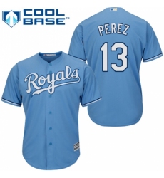 Women's Majestic Kansas City Royals #13 Salvador Perez Replica Light Blue Alternate 1 Cool Base MLB Jersey