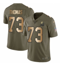 Men's Nike Cleveland Browns #73 Joe Thomas Limited Olive/Gold 2017 Salute to Service NFL Jersey