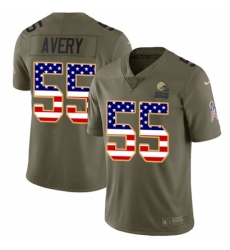 Men's Nike Cleveland Browns #55 Genard Avery Limited Olive USA Flag 2017 Salute to Service NFL Jersey