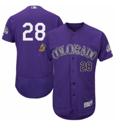 Men's Majestic Colorado Rockies #28 Nolan Arenado Purple 2017 Spring Training Authentic Collection Flex Base MLB Jersey