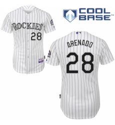 Men's Majestic Colorado Rockies #28 Nolan Arenado Replica White Home Cool Base MLB Jersey