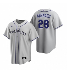 Men's Nike Colorado Rockies #28 Nolan Arenado Gray Road Stitched Baseball Jersey