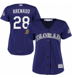 Women's Majestic Colorado Rockies #28 Nolan Arenado Authentic Purple 2017 Spring Training Cool Base MLB Jersey