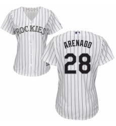 Women's Majestic Colorado Rockies #28 Nolan Arenado Authentic White Home Cool Base MLB Jersey