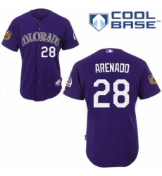 Youth Majestic Colorado Rockies #28 Nolan Arenado Authentic Purple 2017 Spring Training Cool Base MLB Jersey