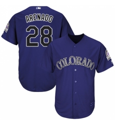 Youth Majestic Colorado Rockies #28 Nolan Arenado Replica Purple Alternate 1 Cool Base MLB Jersey