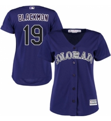 Women's Majestic Colorado Rockies #19 Charlie Blackmon Replica Purple Alternate 1 Cool Base MLB Jersey