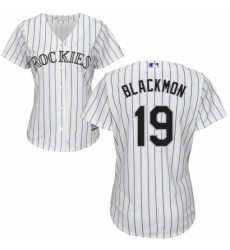 Women's Majestic Colorado Rockies #19 Charlie Blackmon Replica White Home Cool Base MLB Jersey
