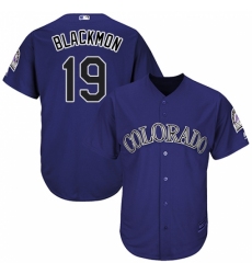 Youth Majestic Colorado Rockies #19 Charlie Blackmon Replica Purple Alternate 1 Cool Base MLB Jersey