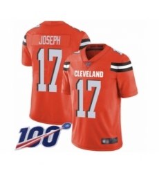 Men's Cleveland Browns #17 Greg Joseph Orange Alternate Vapor Untouchable Limited Player 100th Season Football Jersey