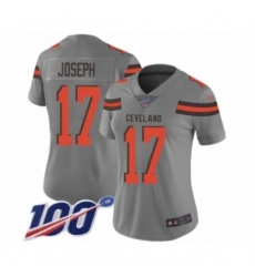 Women's Cleveland Browns #17 Greg Joseph Limited Gray Inverted Legend 100th Season Football Jersey