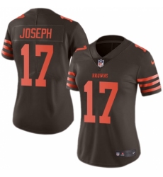 Women's Nike Cleveland Browns #17 Greg Joseph Limited Brown Rush Vapor Untouchable NFL Jersey