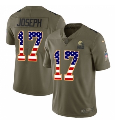 Youth Nike Cleveland Browns #17 Greg Joseph Limited Olive USA Flag 2017 Salute to Service NFL Jersey