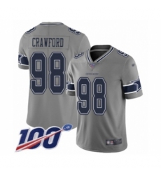 Men's Dallas Cowboys #98 Tyrone Crawford Limited Gray Inverted Legend 100th Season Football Jersey