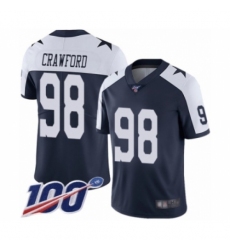 Men's Dallas Cowboys #98 Tyrone Crawford Navy Blue Throwback Alternate Vapor Untouchable Limited Player 100th Season Football Jersey